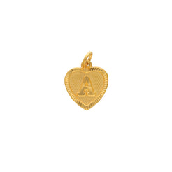 22K Yellow Gold Letter A Heart Shaped Pendant (1.3gm)