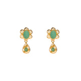 22K Yellow Gold & Emerald Pendant Set (11.6gm) | Embrace the divine elegance of this mesmerizing 22K gold emerald pendant and earring set from Vir...
