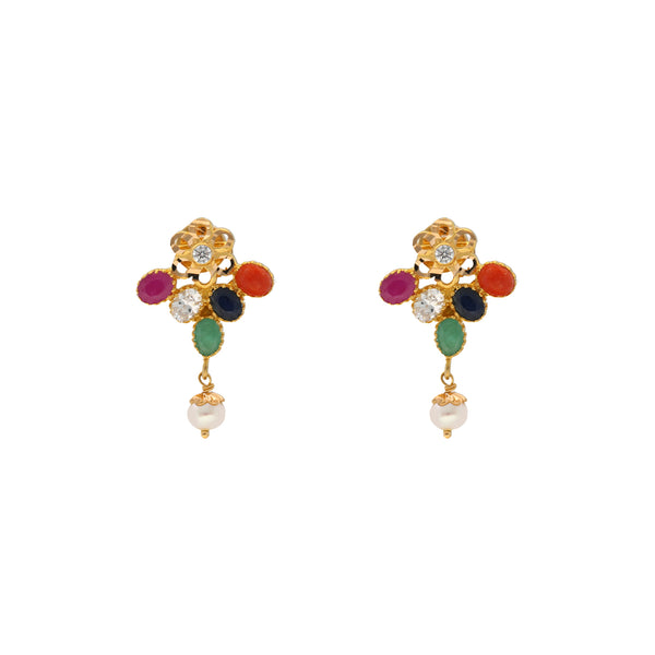 22K Yellow Gold, Kundan, Gems & Pearl Pendant Set (10.6gm) | 


Celebrate the splendor of Indian gold with this divine 22k gold pendant and earring set from V...