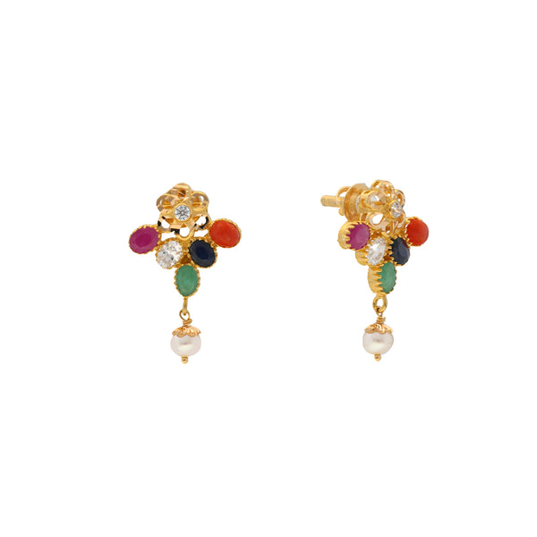 22K Yellow Gold, Kundan, Gems & Pearl Pendant Set (10.6gm) | 


Celebrate the splendor of Indian gold with this divine 22k gold pendant and earring set from V...