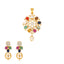 22K Yellow Gold, Kundan, Pearl & Gemstone Pendant Set (13gm)