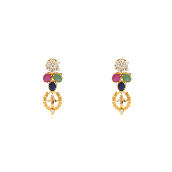 22K Yellow Gold, Kundan, Pearl & Gemstone Pendant Set (13gm) | 


Elevate your style with this mesmerizing Indian gold pendant and earring set from Virani Jewel...