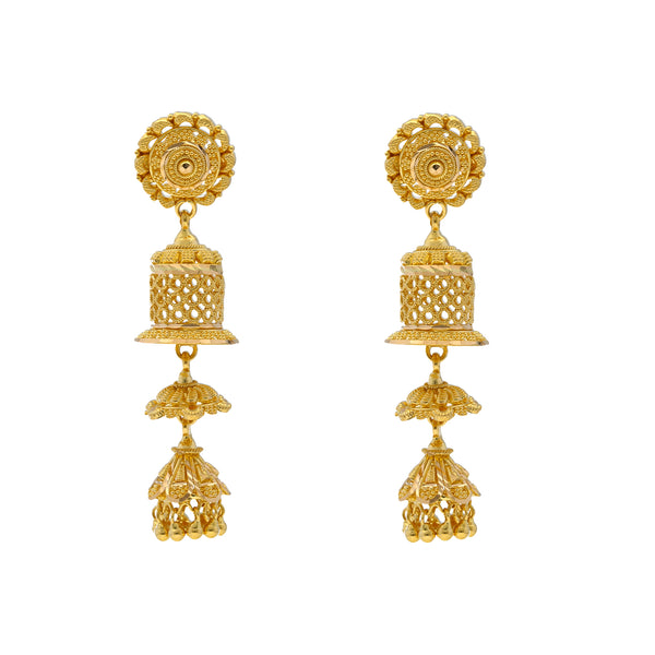 22K Yellow Gold & Enamel Jhumki Earrings (14.3gm) | 


Step into a world of refined luxury with these 22k gold jhumka style earrings by Virani Jewele...