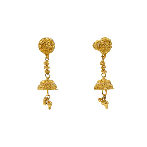 22K Yellow Gold Jhumka Earrings (8.3gm) | 


Elevate your ensemble with these 22k gold earrings by Virani Jewelers.   Intricately adorned w...