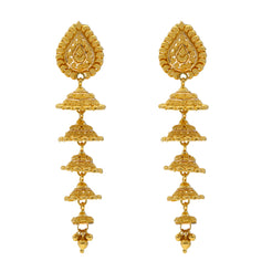 22K Yellow Gold Jhumka Hoop Earrings (17gm)
