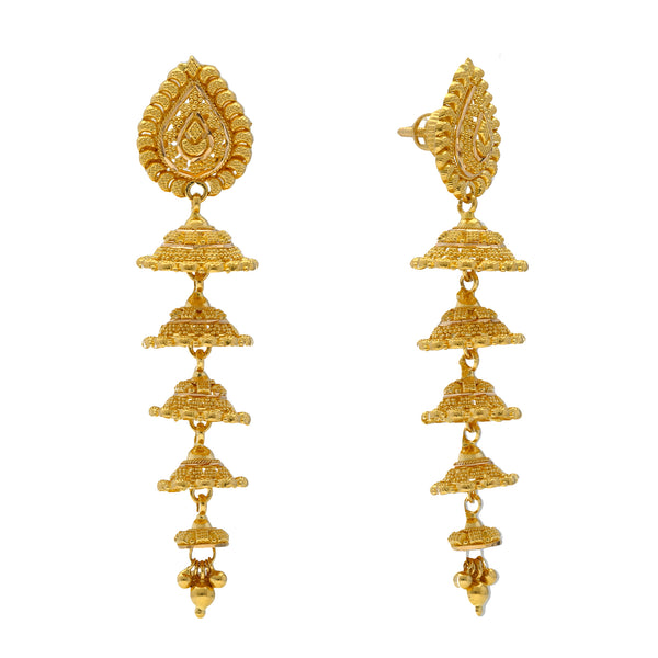22K Yellow Gold Jhumka Hoop Earrings (17gm) | 


Elevate your elegance with our exquisite 22k Gold Jhumka Earrings.   Crafted with meticulous a...