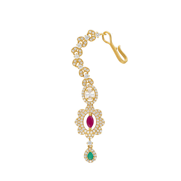 22K Yellow Gold, CZ, Emerald & Ruby Tikka (8.8gm) | 



Embrace the beauty of Indian heritage with this exquisite 22k gold tikka by Virani Jewelers. ...