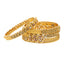 22K Yellow Gold Bangle Set of 4 w/ Kundan, CZ, & Ruby (57.8gm)