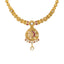 22K Yellow Gold Antique Necklace Set w/ Ruby & CZ (38.8gm)