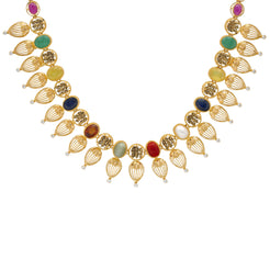 22K Yellow Gold, Kundan & Gems Necklace (36.2gm)