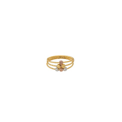 22K Multi-Tone Gold Beaded Ring (2.6gm)