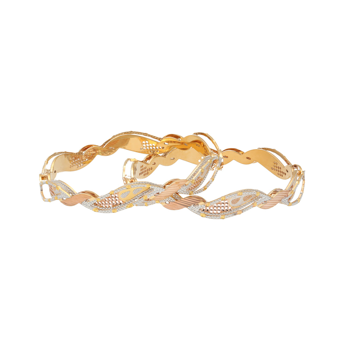 22K Rose White Gold Bangle Set of 2 65.6gm Virani Jewelers
