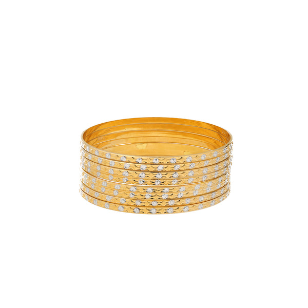 22K Yellow & White Gold Bangle Set of 8 (81.8gm) | 


Indulge in opulent sophistication with this set of eight 22k yellow and white gold bangles by ...