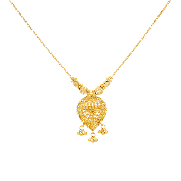 22K Yellow Gold Necklace Set (15.6gm) | 
Step into a world of opulence with this 22K Yellow Gold Necklace and Earring Set by Virani Jewel...