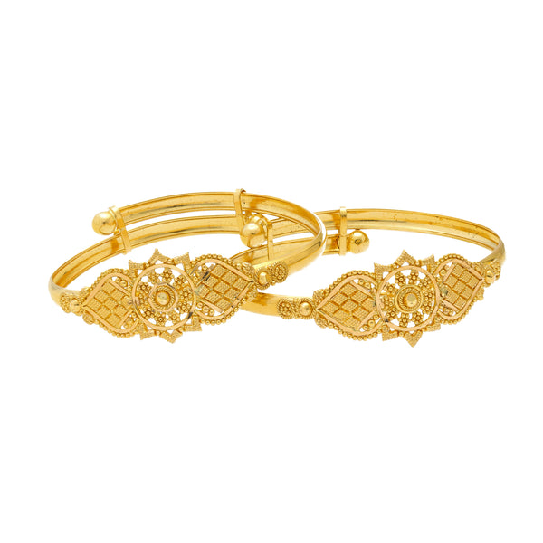 22K Yellow Gold Kids Bangle Set of 2 (12.2gm) | 
Adorn a special child in your life with this 22k yellow gold bangle set for kids by Virani Jewel...