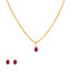 22K Yellow Gold & Ruby Oval Pendant Set (9.3gm)