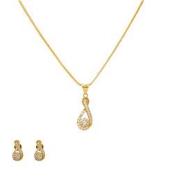 22K Yellow Gold & CZ Fancy Pendant Set (7.3gm)