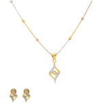 22K Yellow Gold & CZ Fancy Pendant Set (7.6gm) | 


Revel in feminine elegance with this darling pendant necklace and earring set crafted in 22k g...