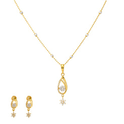 22K Yellow Gold & CZ Fancy Pendant Set (9.2gm)