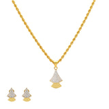 22K Yellow Gold & CZ Fancy Pendant Set (9.5gm) | 


Step into the world of timeless allure with this gleaming 22k gold pendant necklace and earrin...
