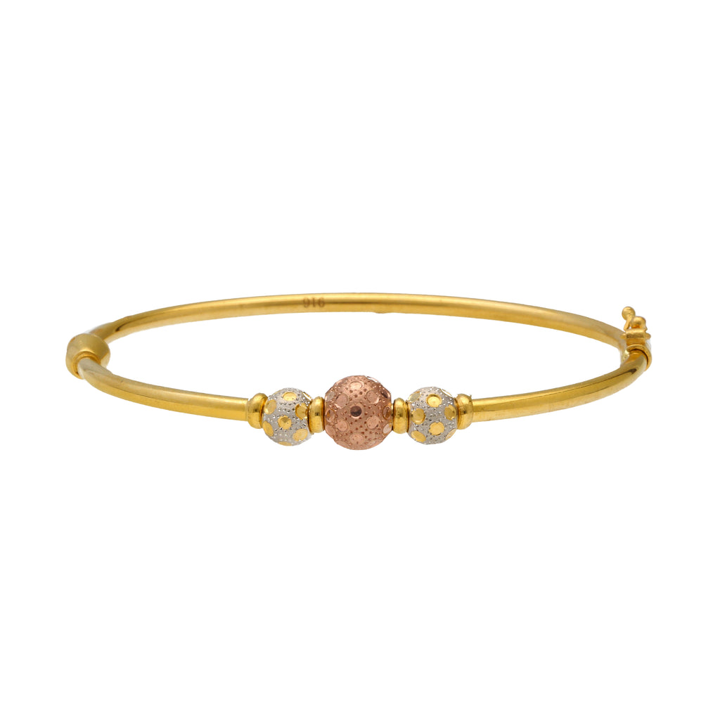 22K MultiTone Gold Ball Bead Bangle (10.5gm) Virani Jewelers