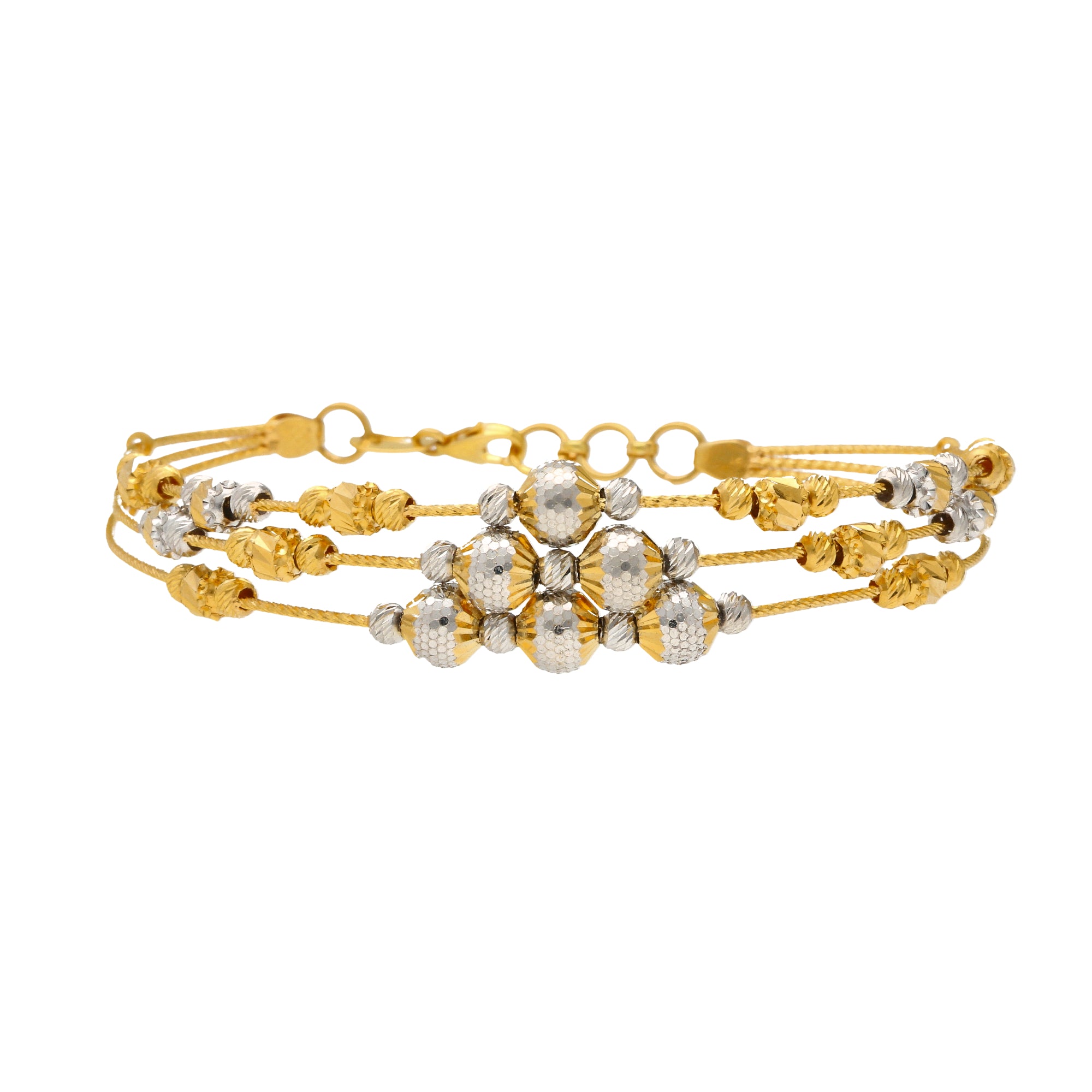 22K Multi-Tone Gold Triple Layer Beaded Bangle (13.3gm) – Virani Jewelers