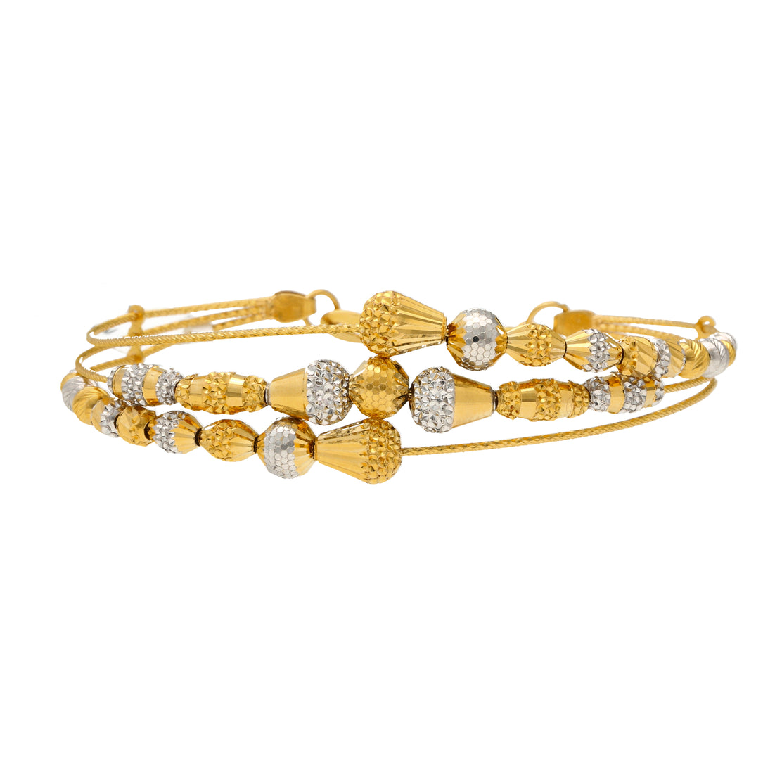 22K Multi-Tone Gold Double Layer Beaded Bangle (15.5gm) – Virani Jewelers