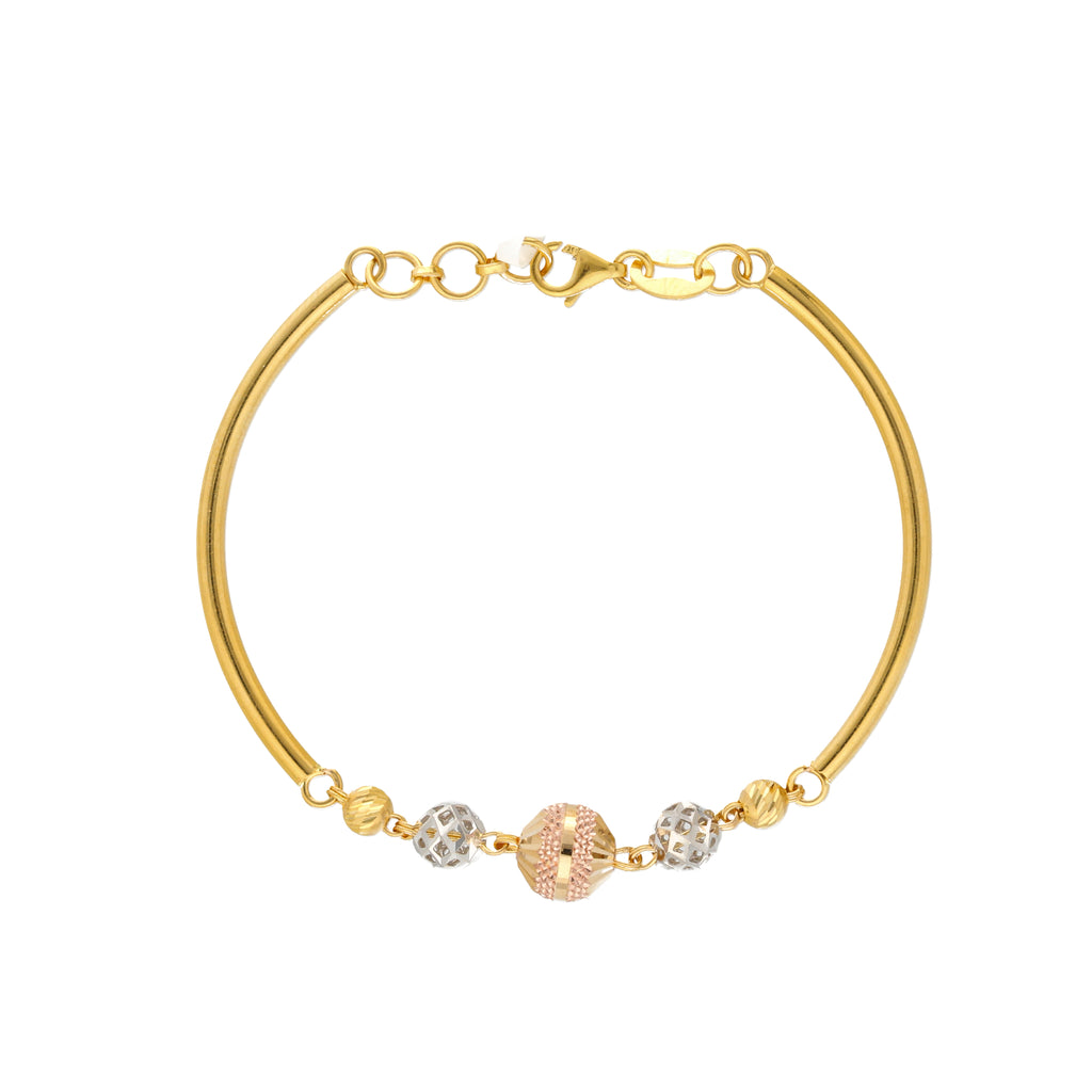 22K Multi-Tone Gold Beaded Bracelet (6.9gm) | 


Virani Jewelers invites you into a world of intricate beauty with this lovely 22k gold beaded ...