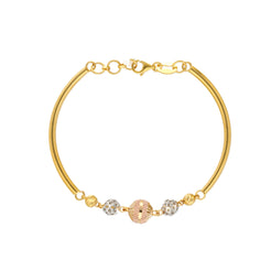 22K Multi-Tone Gold Beaded Bracelet (6.9gm)