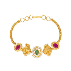 22K Yellow Gold, Emerald, & Ruby Bracelet (9.3gm)