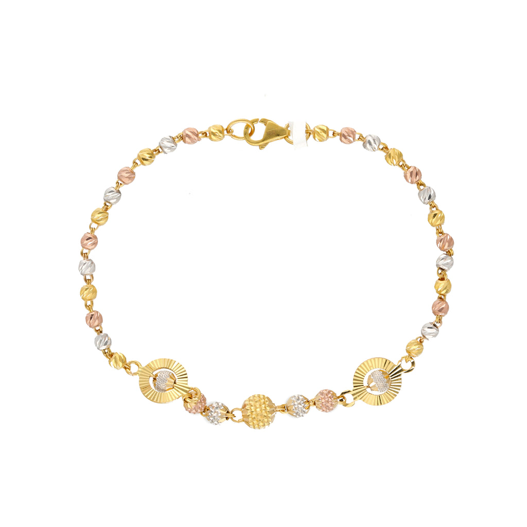 22K Multi-Tone Gold Beaded Bracelet (5.7gm) | 


Adorn your wrist with the grace and elegance of this 22k gold beaded bracelet by Virani Jewele...