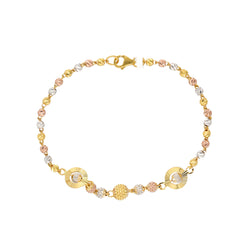 22K Multi-Tone Gold Beaded Bracelet (5.7gm)