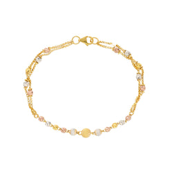 22K Multi-Tone Gold Beaded Bracelet (5.5gm)