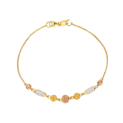 22K Multi-Tone Gold Beaded Bracelet (4.5gm)