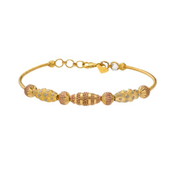 22K Multi-Tone Gold Beaded Bangle (13.1gm)