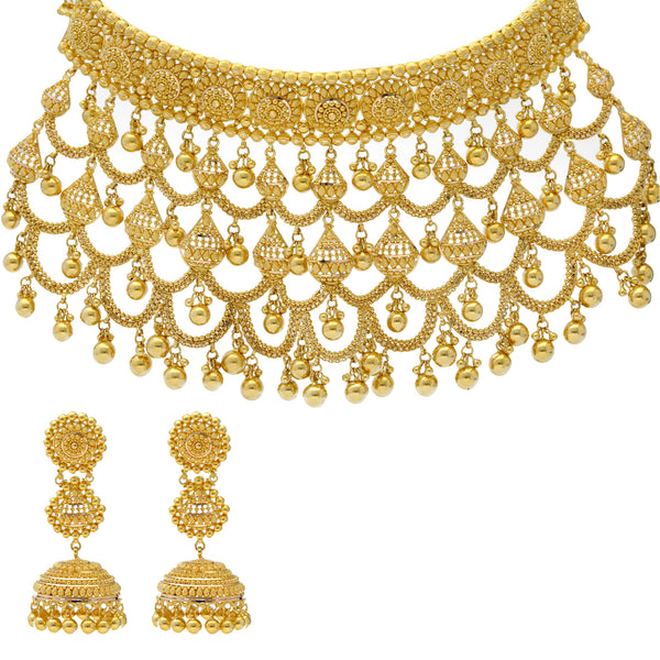 22K Yellow Gold Beaded Filigree Necklace Set (117.5gm) | 


Virani Jewelers presents an opulent beauty with this 22k gold necklace and earring set.   The ...