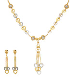 22K Yellow & White Gold Beaded Heart Necklace Set (15.6gm) | 


Virani Jewelers presents opulence with this 22k gold necklace and earring set, featuring intri...