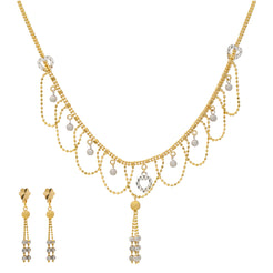 22K Yellow & White Gold Beaded Necklace Set (15.7gm)