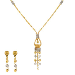 22K Yellow & White Gold Beaded Necklace Set (15gm)