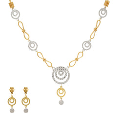 22K Yellow & White Gold Artisan Necklace Set (14gm)
