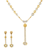22K Yellow & White Gold Beaded Heart Necklace Set (15.5gm) | 


Adorn yourself with opulent beauty with this 22k gold necklace and earring set by Virani Jewel...