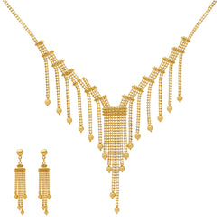 22K Yellow Gold Chandelier Necklace Set (25.9gm)