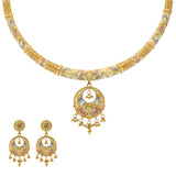 22K Yellow Gold & Enamel Necklace Set (56.2gm) | 


Virani Jewelers invites you into a world of cultural opulence with this 22k gold necklace and ...