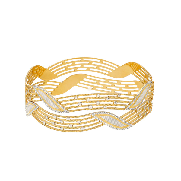 22K Yellow & White Gold Bangle Set of 2 (33.8gm) | 


Virani Jewelers offers a serenade of gold this set of 22k gold bangles.   Meticulously designe...
