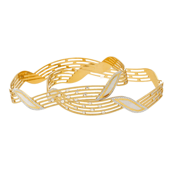 22K Yellow & White Gold Bangle Set of 2 (33.8gm) | 


Virani Jewelers offers a serenade of gold this set of 22k gold bangles.   Meticulously designe...
