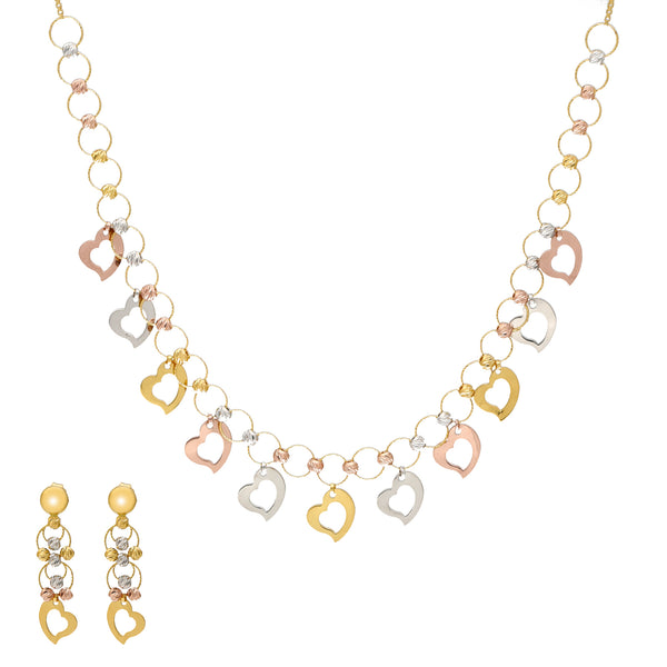 "Lots of Love" Necklace Set in 22K Multi-Tone Gold (12.2gm) | 


Embrace the splendor of feminine adornments with this 22k gold necklace and earring set Virani...