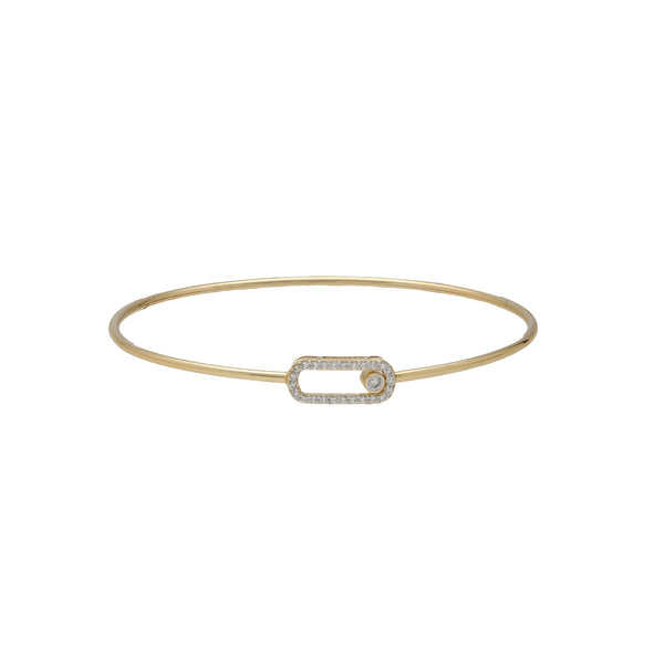 18K Yellow Gold & 0.17 Carat Diamond Bangle (3.5gm) | 


Immerse yourself in delicate splendor of this 18k yellow gold and diamond bangle by Virani Jew...