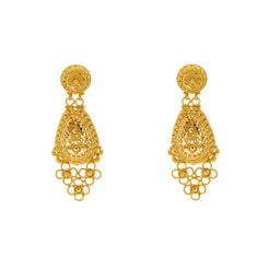 22K Yellow Gold Beaded Filigree Earrings (9.2gm)