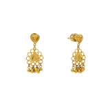 22K Yellow Gold Beaded Filigree Stud Earrings (6.3gm) | Embrace the timeless beauty of these charming 22k yellow gold earring by Virani Jewelers. The ele...