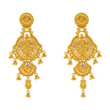 22K Yellow Gold Beaded Filigree Earrings (15.8gm) | Elevate your style with these chic 22k yellow gold earrings by Virani Jewelers, a stunning displa...